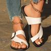 2025 Летние женские сандалии с круглым носком и перемычкой, плоские, широкой посадки, уличная пляжная обувь для повседневной носки, тапочки больших размеров