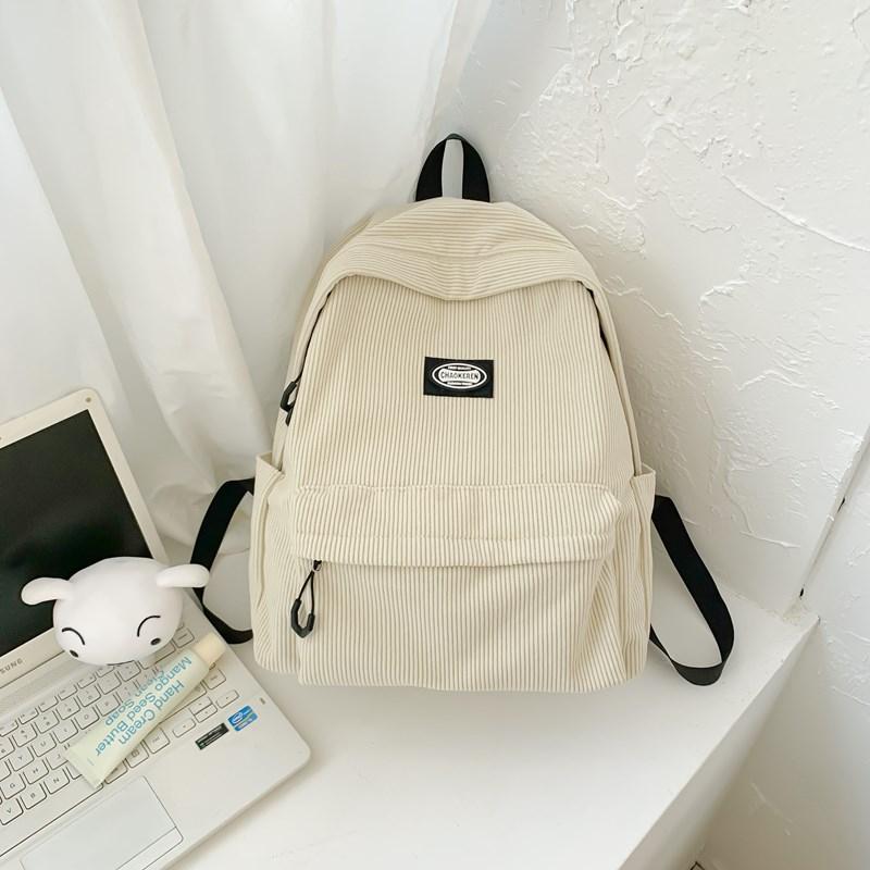 Студенческий однотонный школьный женский рюкзак из вельвета