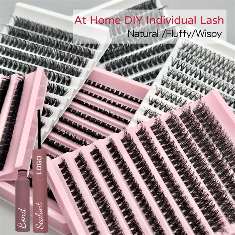 SL EYELASH 320Pcs Cluster Lashes 30D 40D 50D C D Curl Lash Clusters Mix 8-16mm Individual Eyelashes DIY Lash Extension Kit