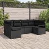 6-piece Garden Sofa Set with Black Poly Rattan Cushions, 2-seater Garden Sofa with Black Cushions 3346523