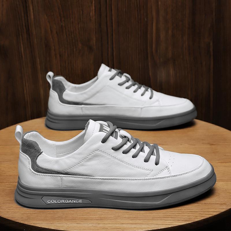 Men's shoes autumn men's leather shoes sports and leisure board shoes fashion flow white shoes