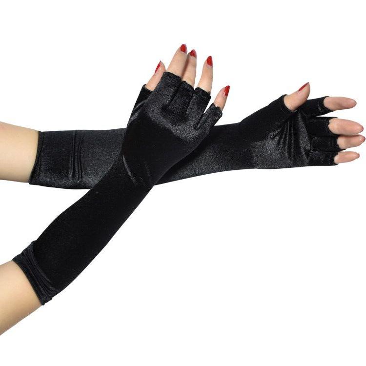 Long Polyamide Satin Color Butyl Half Finger Gloves for Women Retro Party Dance Sexy Dress Dress Gloves