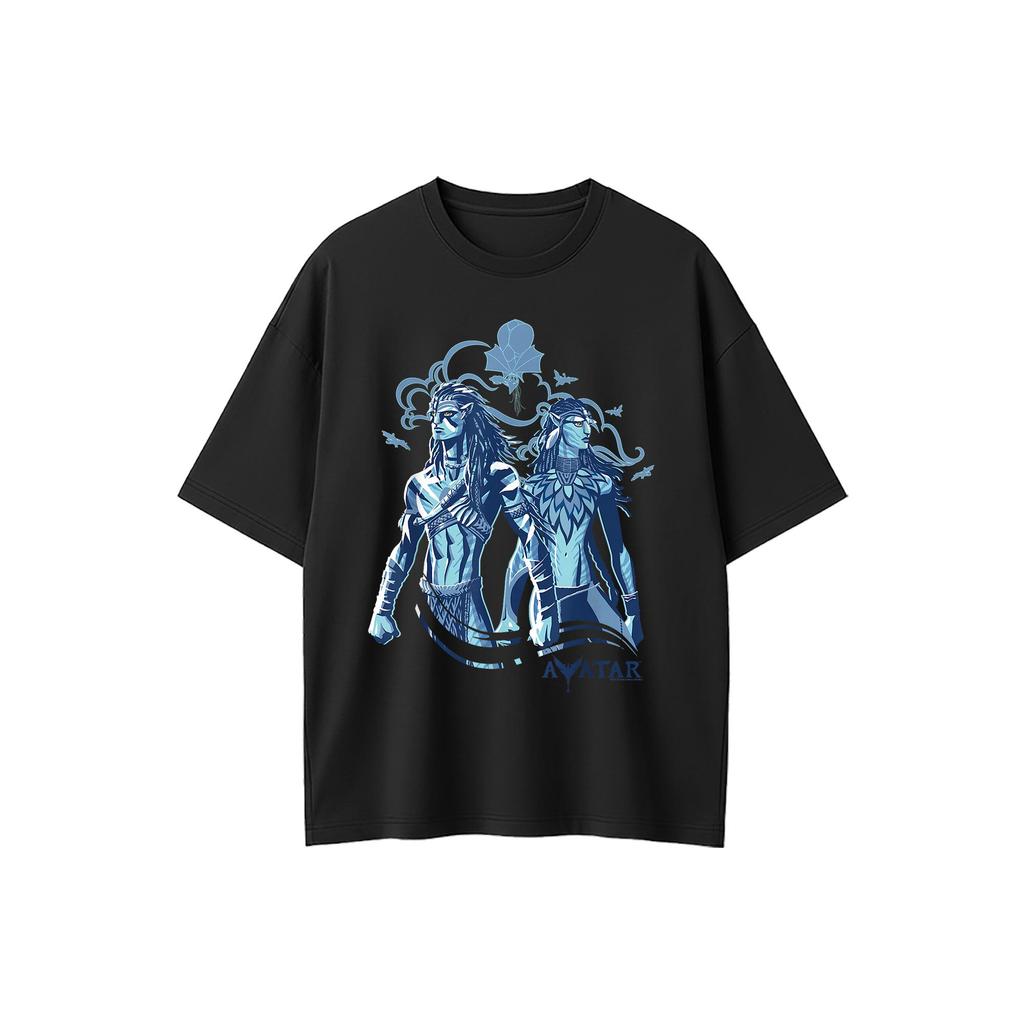 2025 Огонь и Пепел Джейк Салли и Нейтири Стоят Вместе Футболка Аватар Джейк Салли Нейтири Огонь и Пепел Хлопок Печатная Футболка