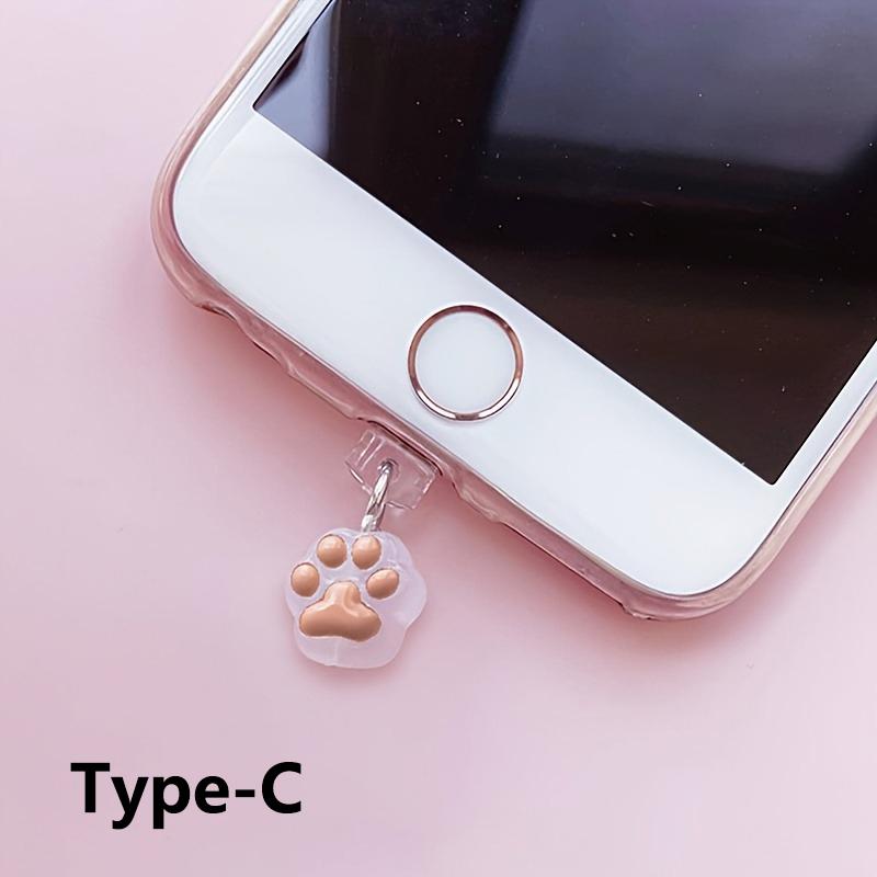 1 шт. Милый Кот Коготь Заглушка от Пыли для Телефона Подвеска Подходит для IPhone Для Samsung Type-C Интерфейс Заглушка от Пыли Аксессуар Украшение