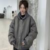 2025 Хлопковый бомбер с капюшоном: Свободный крой, Утепленный, в стиле американского бейсбола