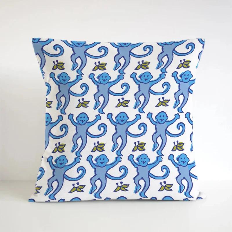 Подушки двусторонние Preppy Monkeys, короткий плюш, декоративные подушки для кровати, подарок, роскошные диванные подушки, квадратный чехол для подушки