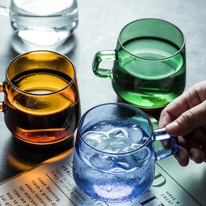 Heat-resistant Glass Cup of Coffee and Tea Tableware Color Espresso Cups Drinkware Teaware Cafes Coffee Travel Mug Set Aesthetic