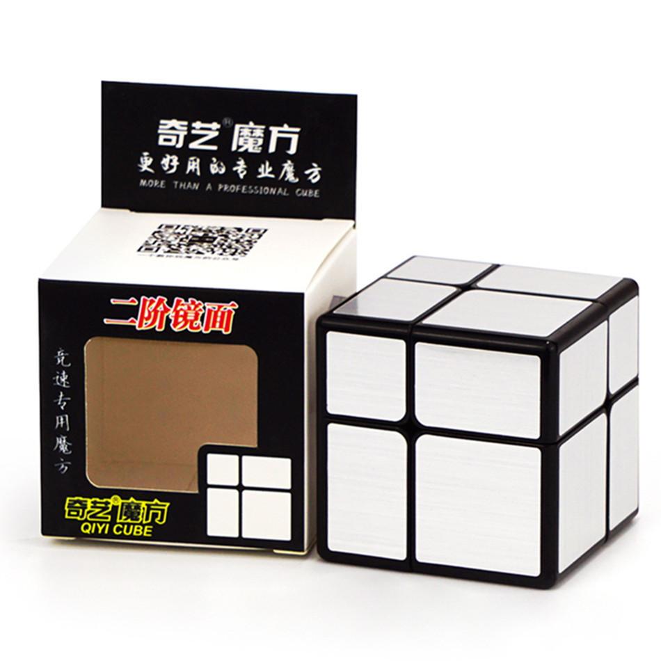 QiYi Mirror 2x2 Magic Cube Puzzle Speed ​​Magic Cube Золотая/Серебряная наклейка Кубик Игрушки для детей
