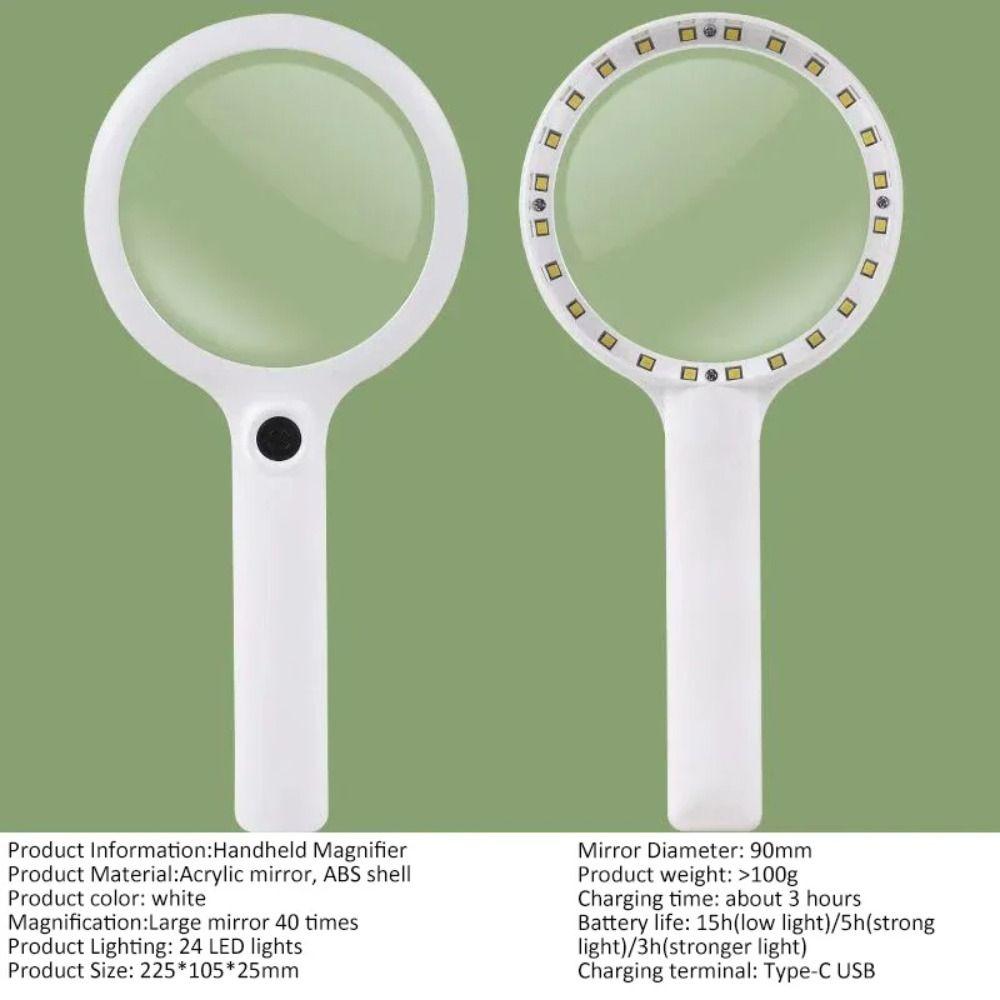 Rechargeable Reading Glasses Durable Handheld Microscope Magnifying Glasses for Kid Elder