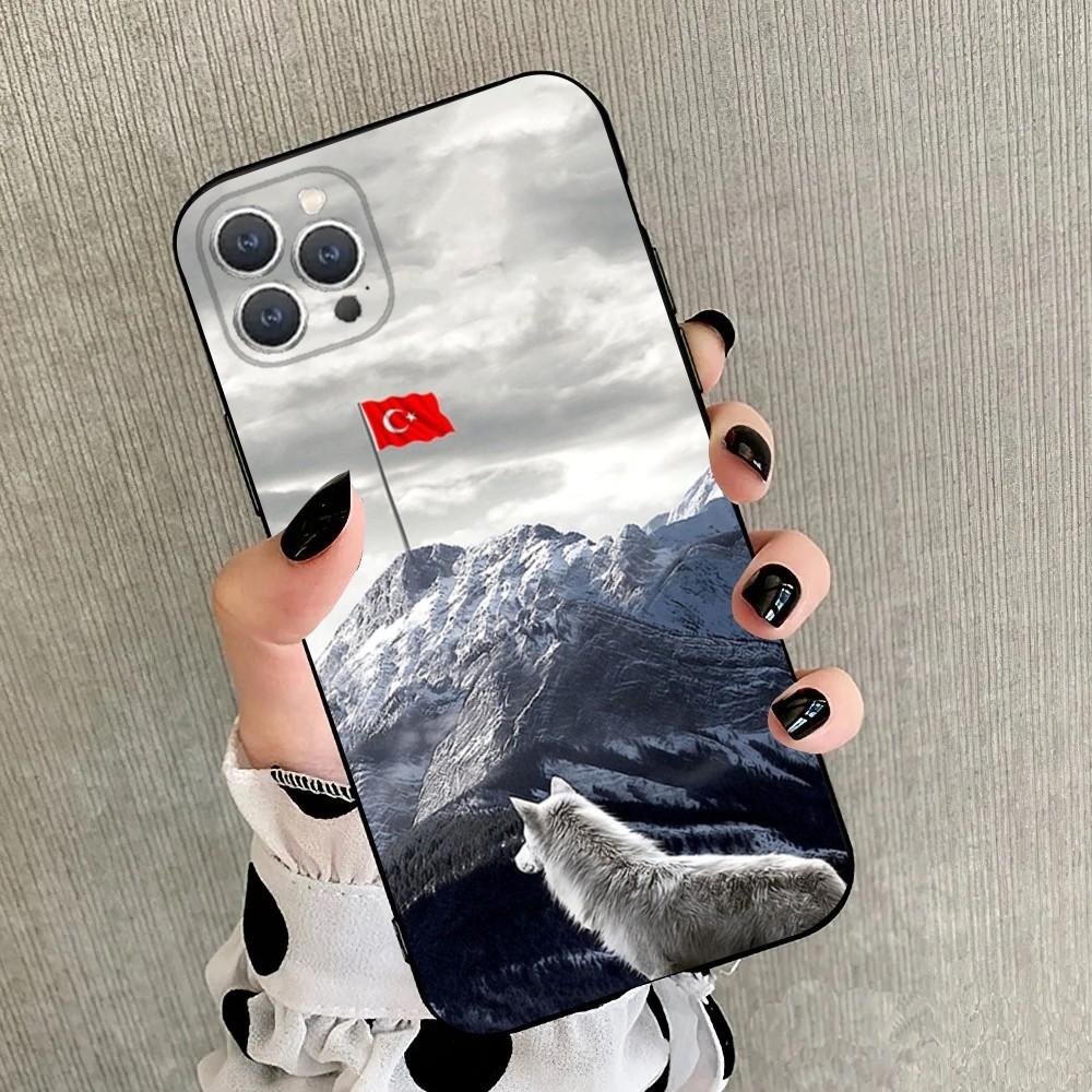 Чехол для телефона Turk Wolf Turkey Flag для iPhone 15,14,13,12,11,Plus,Pro Max,XS,X,XR,SE,Mini,8,7 Мягкий силиконовый черный чехол