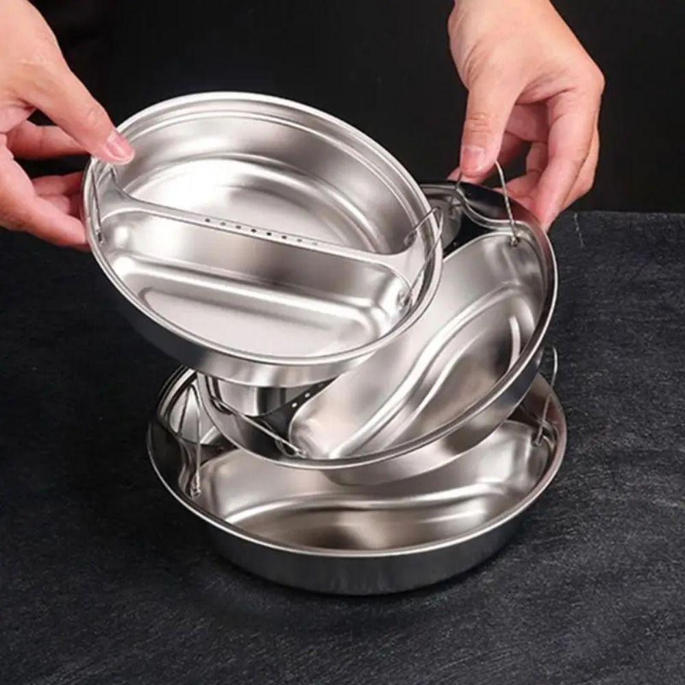 Stackable Divided Food Steamer Tray Round Steaming Plate Stainless Steel Steaming Basket  Vegetable