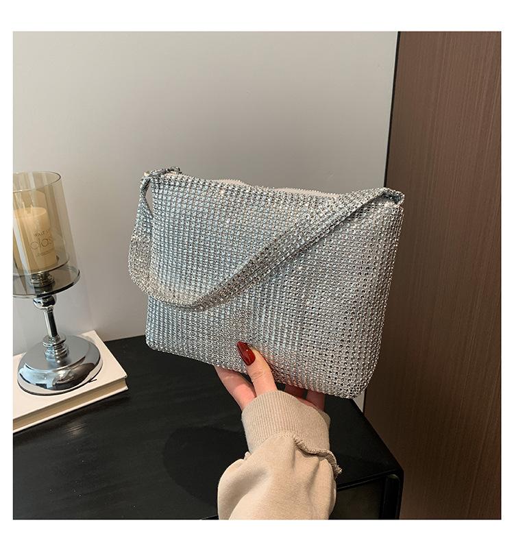 This Year's Popular Bag New 2024 European and American Fashion Rhinestone Retro Shoulder Bag Ins Women's Crossbody Armpit Bag