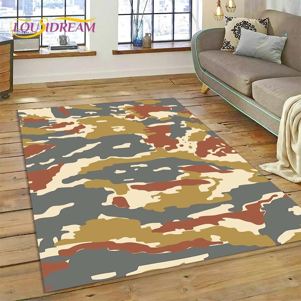 3D Colorful Camo Green Camouflage 2025 Style Carpet Rug for Living Room Bedroom Home Sofa Decoration Area Rug Non-slip Floor Mat