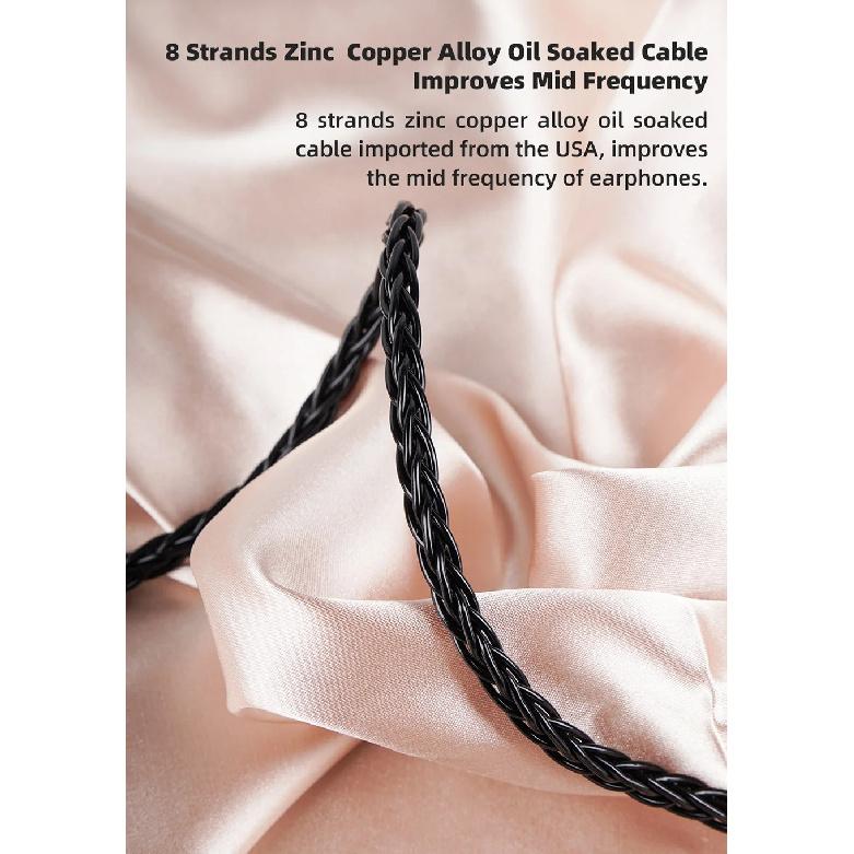 NICEHCK BlackCat Ultra 8 Strands Zinc Copper Alloy Oil Soaked HiFi Earphone Cable 4.4 MMCX 2Pin for ZERO Cadenza LAN Tangzu Fudu