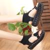Fashion Women Knitting Gladiator Sandals Summer New Wool Shoes Thick-bottomed Sandals Solid Ladies Platform Sandali