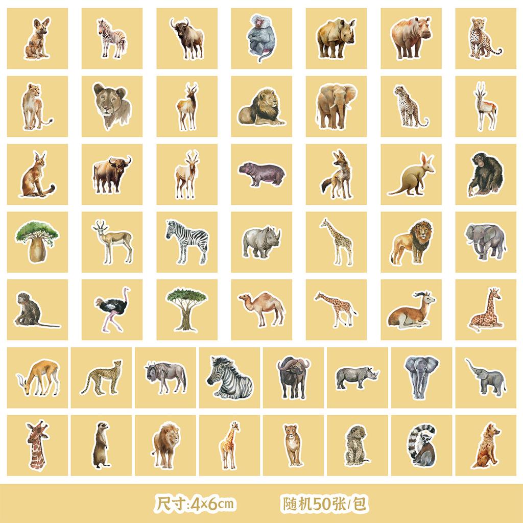 50 Non-Repeat Animal Graffiti Stickers Mobile Ticket Decoration Waterproof Stickers DIY Hand Account Stickers