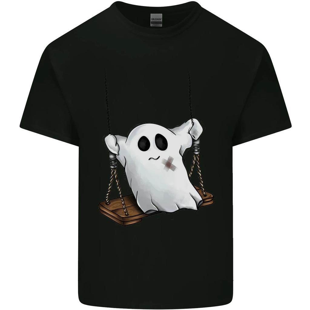 A Ghost on a Swing Halloween Funny Spirit Kids T-Shirt Childrens