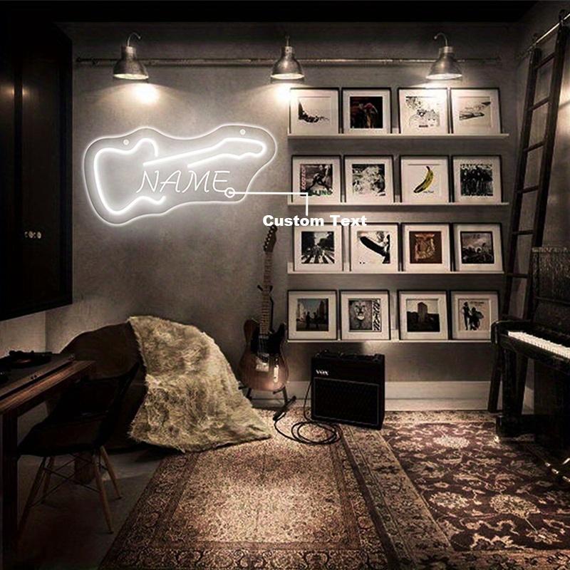 Custom Guitar Neon Sign - USB Powered LED Wall Decor, Push Button Control, Wall Hanging for Studio/KTV/Band/Bar/Man Cave/Bedroom