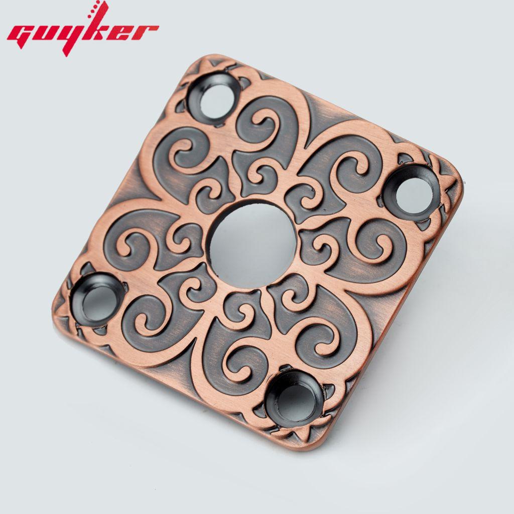 1 Piece Square Curved Stainless Steel Jack Plate Surface Pattern For Electric Guitar Bass