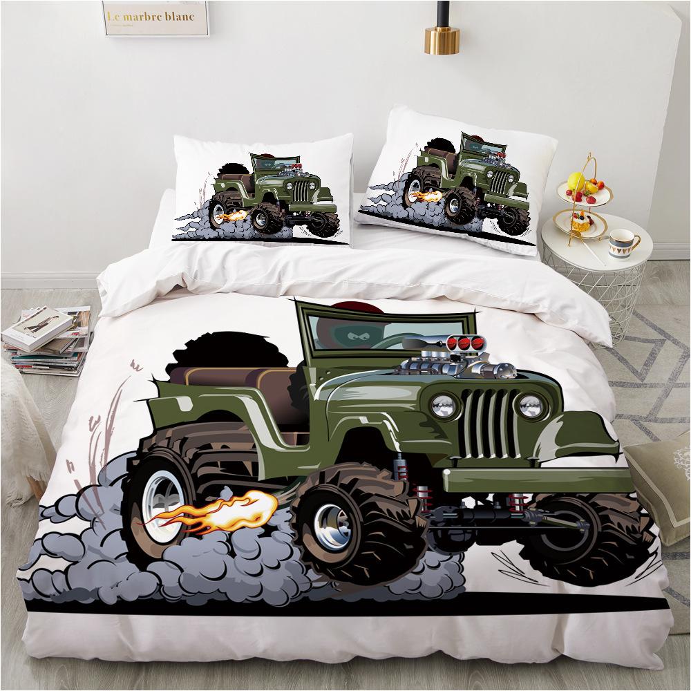 Bedding Three-Piece 3D Digital Printing Cartoon Car Children'S Quilt