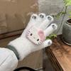 Мультяшные перчатки с котиком для девочек, милые плюшевые перчатки с кошкой, пушистые теплые перчатки со стразами в виде кошачьей головы для женщин, для зимы, для повседневных дел
