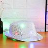 Stage Performance Light Up Flashing Panama Cap Jazz Hat Led Fedora Trilby Sequin