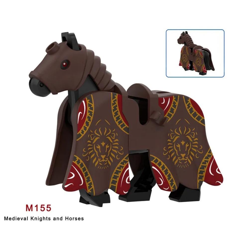 Военные Средневековые Строительные Блоки Фигурки Солдат Рыцарская Экипировка Аксессуары для Животных Маунт Броня Боевой Конь Мини Кирпичики MOC