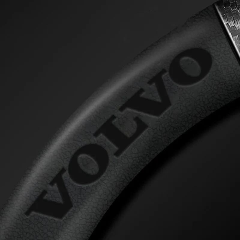 Steering Covers Car Steering Wheel Cover Napa Leather Carbon Fiber Anti-slip Covers for Volvo RDESIGN S60 S90 XC40 XC60 XC90 AWD VB0