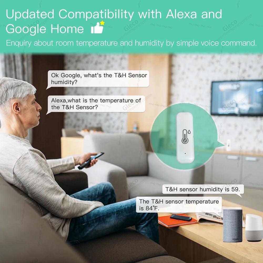 Zigbee Temperature Humidity Sensor Smart Home Hygrometer Thermometer Compatible With Tuya Smart Life Alexa Google Assistant Z2M