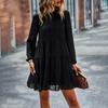 Round Neck Long Sleeve Loose Dress with Spring and Autumn Four Seasons Casual A-line Skirt Temperament Women