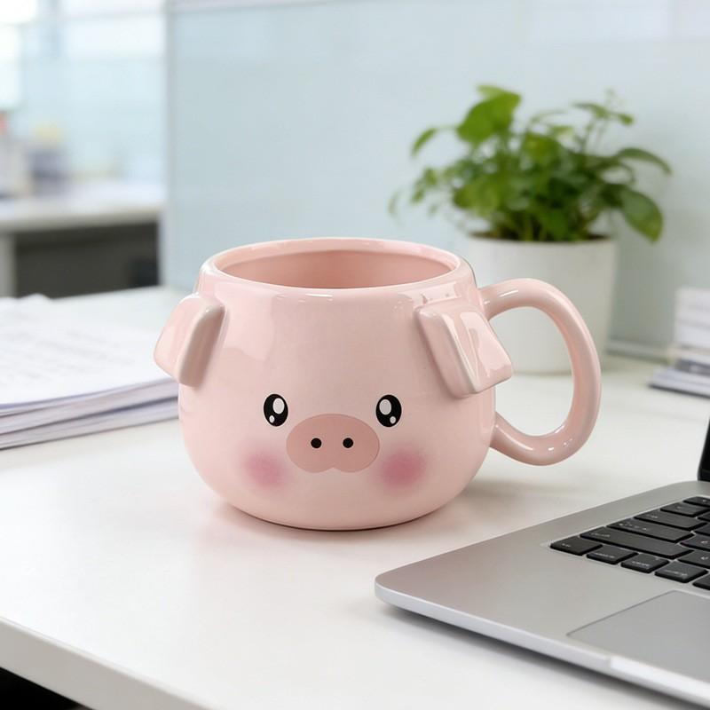 Cute Ceramic Pig Mug Cartoon Animal Coffee Cup Women Girls Home Kitchen Gift
