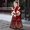 Новогодний Hanfu для девочек 2026 года, юбка Mamian - Утепленный китайский стиль, зимний наряд для детей, идеально подходит для осенних и зимних праздников