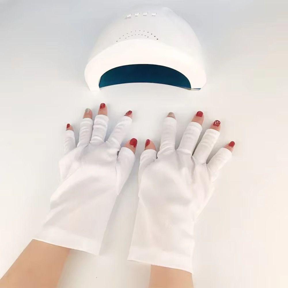 Half-finger Sunscreen Gloves Anti -UV UV-protective Gloves Durable Nail Painting Gloves  Nail Tools