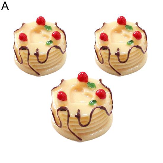 3Pcs Simulation Chocolate Cakes Miniature Food Figurine Dollhouse Accessories