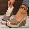 Fashion Peep Toe Wedge Heel Slippers for Women Plus Size Fashion Embroidery Chunky Platform Sandals Woman Summer Thick Sole Beach Slides