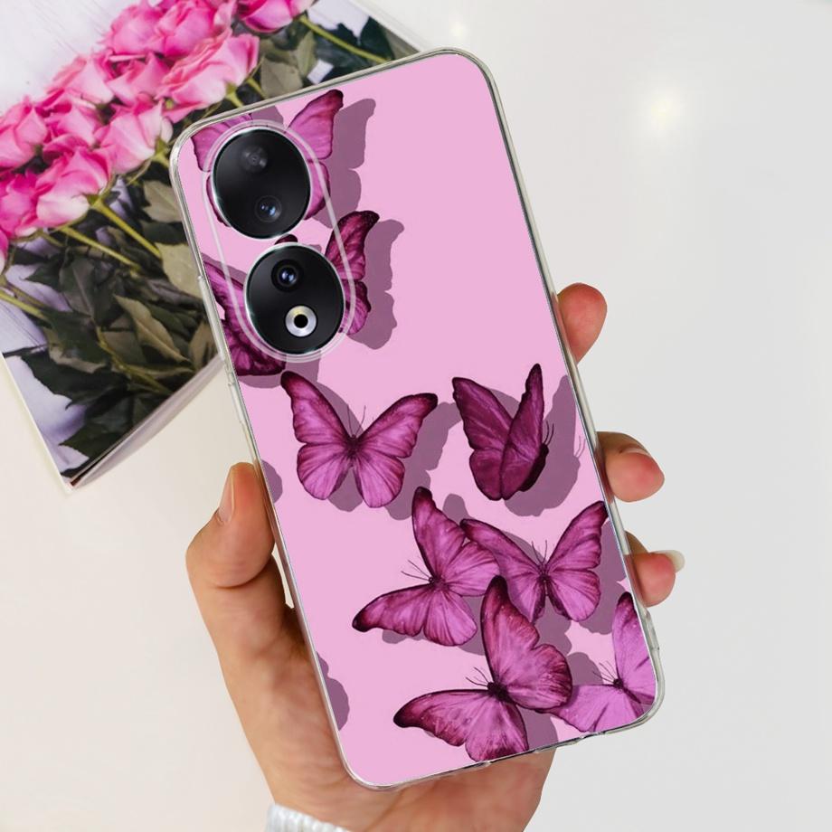 Для Honor 90 / Honor 90 Lite 90 Pro 90 Умный Чехол Роскошный Стильный Мягкий Силиконовый Чехол Красивый Цветок Вишни Fundas Прозрачный Capa