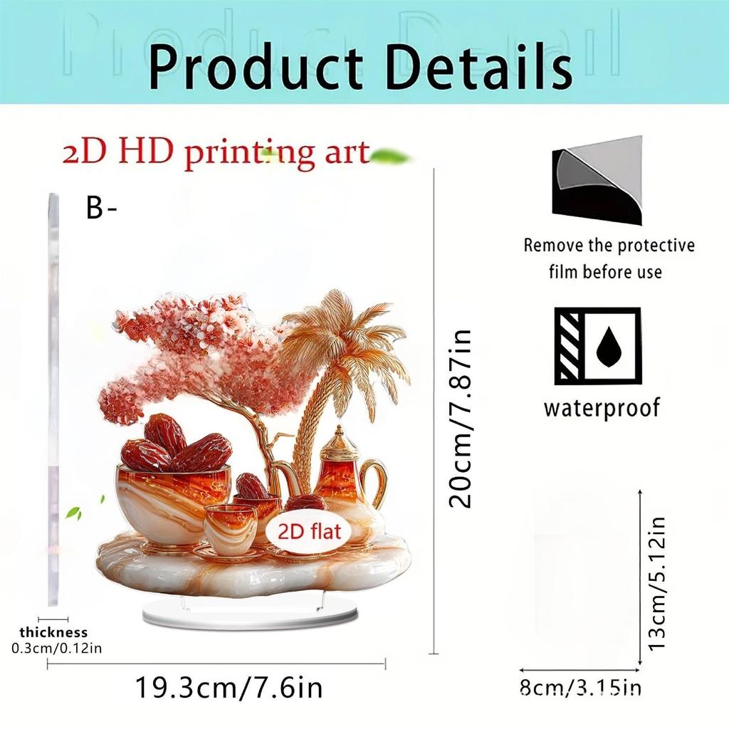 Pink Floral Moon & Lanterns Acrylic Desktop Ornament