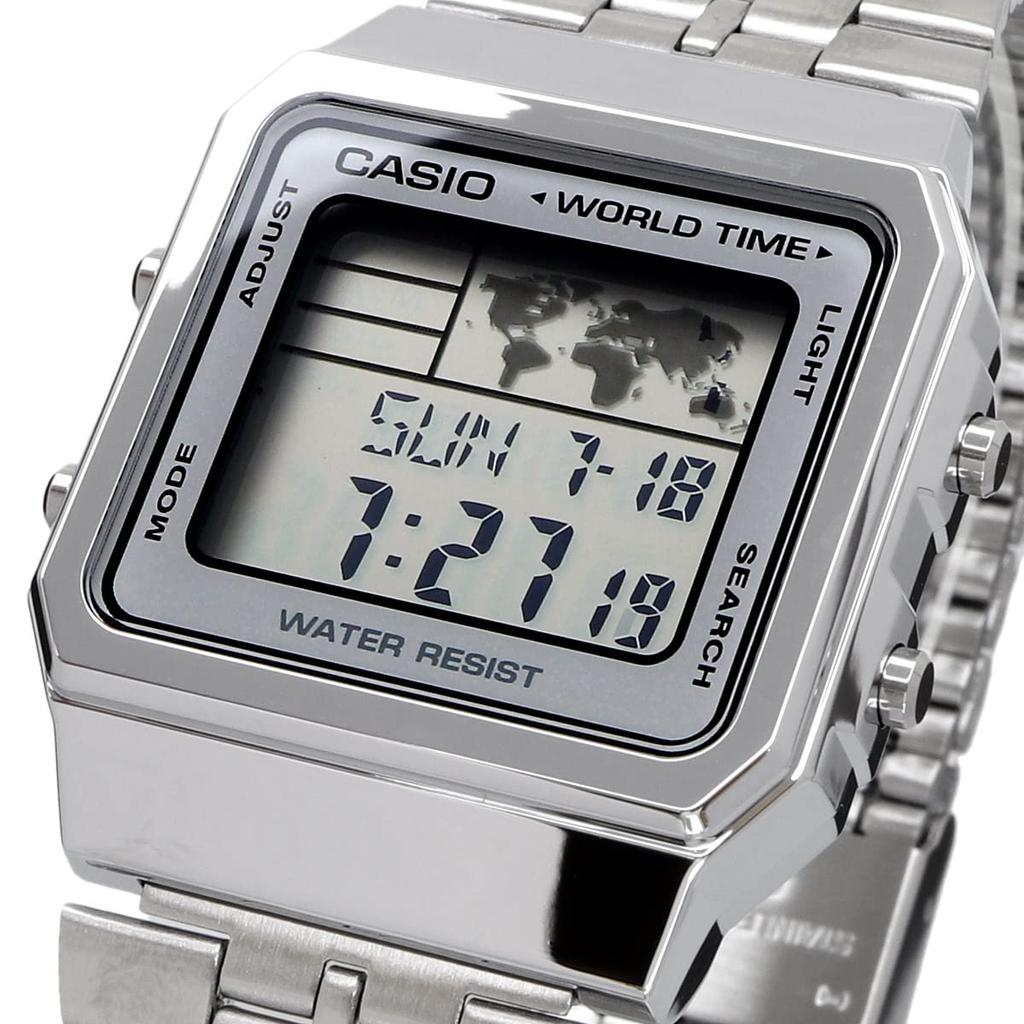 Casio A500WA-7 Базовые цифровые унисекс-часы, Нержавеющая сталь серебристого тона