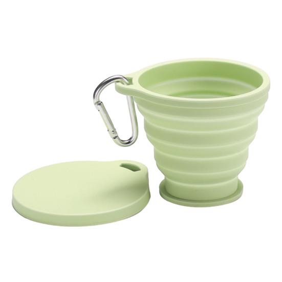 Складной силиконовый стакан для воды с ручкой-карабином 180 мл, портативный дорожный стакан для мытья, контейнер для воды с широким горлышком для кофе, напитков, соков