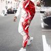 Весна Осень Мужские Спортивные Костюмы Футболка Комплект Принт Длинный Рукав Наряды Уличная Одежда Повседневная Одежда Мужские Брюки Оверсайз Костюм 2 Части