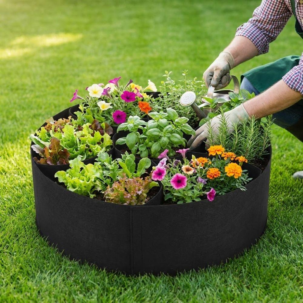Circular Raised Garden Bed 7 Grids Divided Planter Planting Container  Indoor Outdoor Gardening