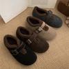 Плюшевые Birkenstocks на толстой подошве, теплые хлопковые туфли, скрытый каблук, туфли Мэри Джейн на одной пряжке