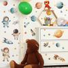 2 Pcs Cartoon Astronaut Planet Rocket Bedroom Living Room Home Background Beautification Wall Stickers