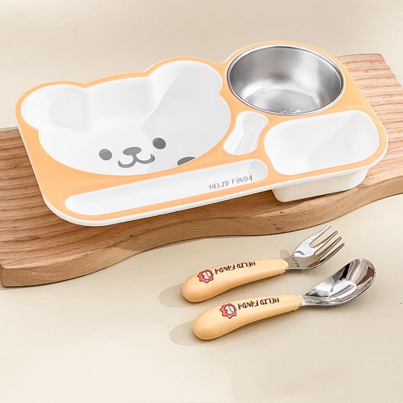 Многосекционная многоразовая пластиковая мультяшная детская обеденная тарелка с суповой миской, большая вместимость, салатная тарелка, детская тарелка для еды, посуда