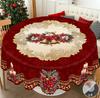 1 шт. Винтажная бордовая рождественская скатерть с узорами из колокольчиков и цветков пуансеттии, Рождественский декор 2025, Украшение для рождественской вечеринки
