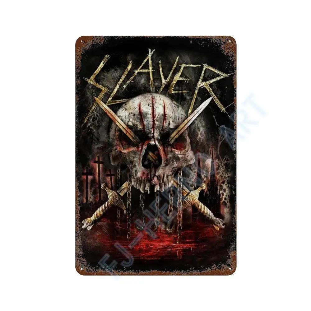 Винтажный Постер Альбома Slayer Хэви-метал Металлическая Жестяная Вывеска Табличка Nordic Настенное Искусство Тарелки для Декора Комнаты Дома Подарки для Мальчика