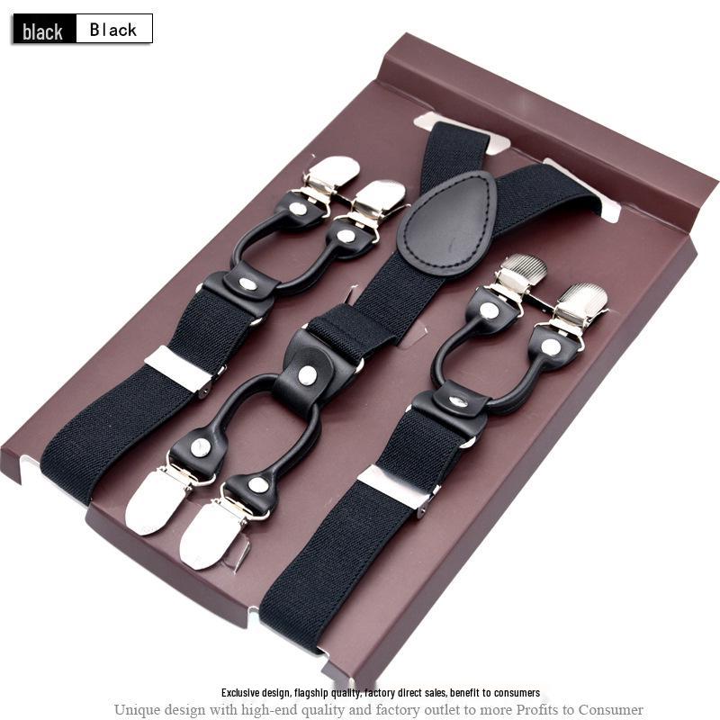 Unisex 2.5cm Six-Clip Elastic Business Suspenders