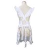 Womens Girls Ruffles Outline Retro White Apron with Pockets Adjustable Victorian Bib Maid Cosplay Kitchen Baking Costume
