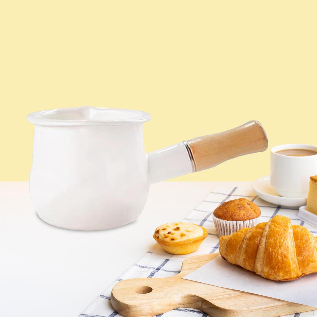 Эмалированная кастрюля для молока, подогреватель масла, плавильный котел, 500 мл, кипящий антипригарный маленький суп