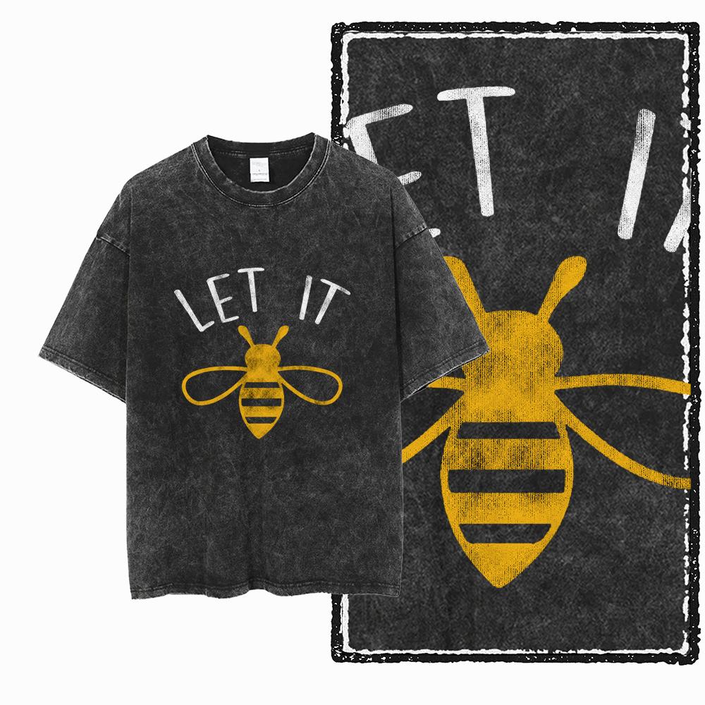 DE BEES Печатная Хлопковая Футболка с Кислотной Стиркой Эксклюзивный Графический Дизайн Унисекс Крутая Винтажная Уличная Одежда Мужские Футболки Большого Размера Футболка для мужчин